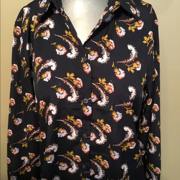 NWT Banana Republic Dillon navy/gold floral shirt - Picture 2 of 6